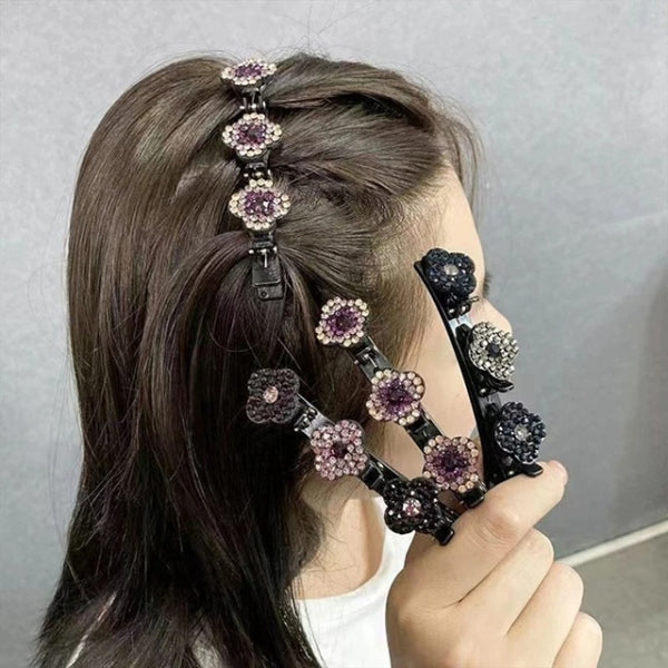 Sparkling Crystal Stone Braided Hair Clips – Elegant Rhinestone Hair Accessories for Stylish Looks