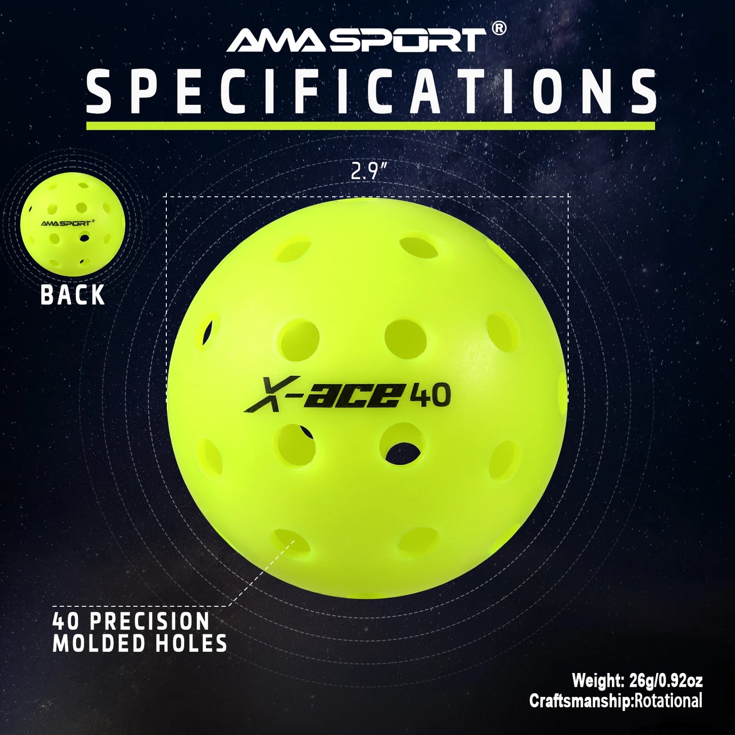Haru Lite AMA Sport X-ACE Pickleballs