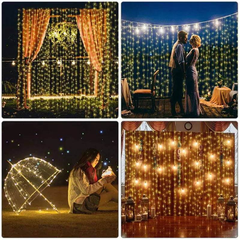 Christmas Lights Curtain | New Year LED String Lights for Festive Decor