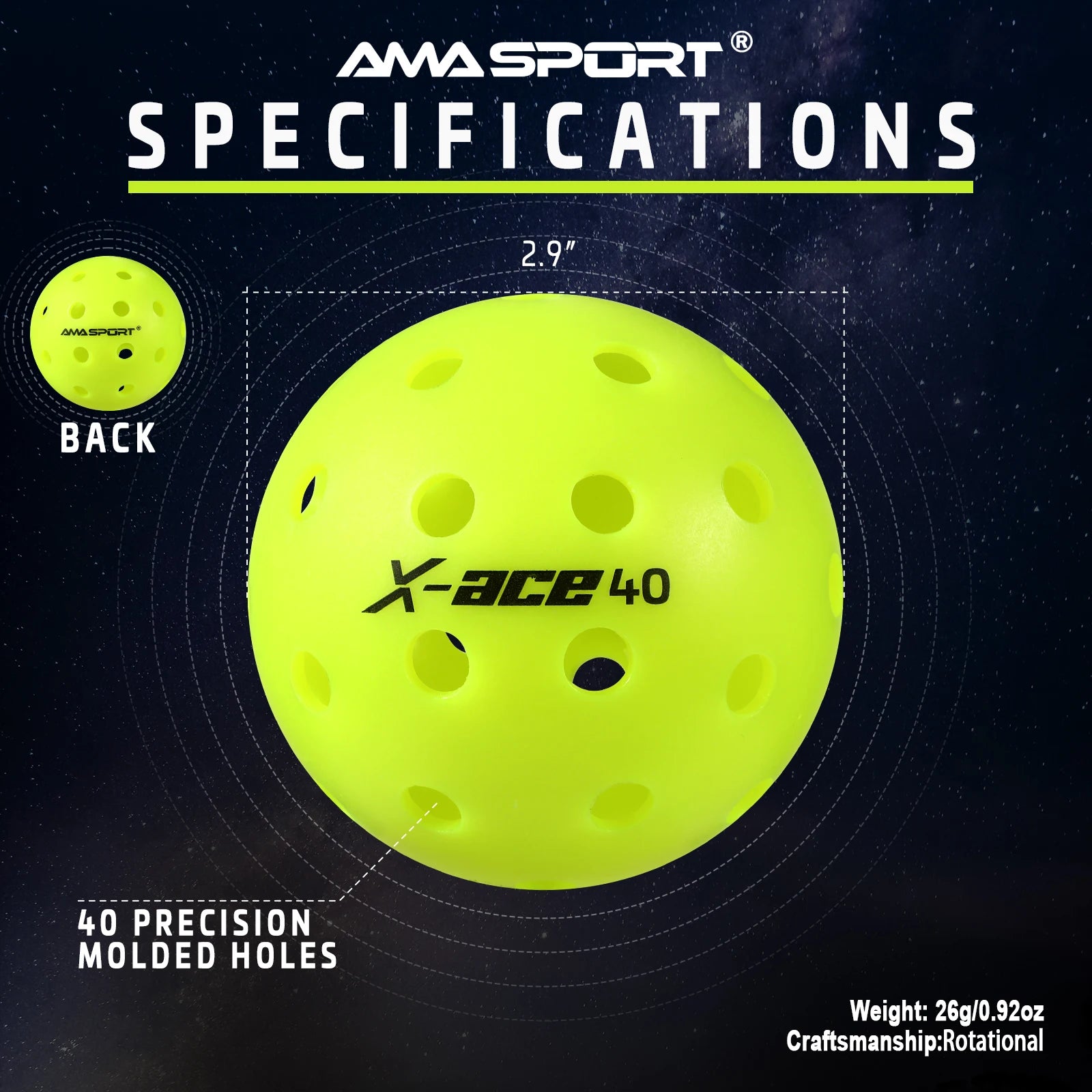 Haru Lite AMA Sport X-ACE Pickleballs