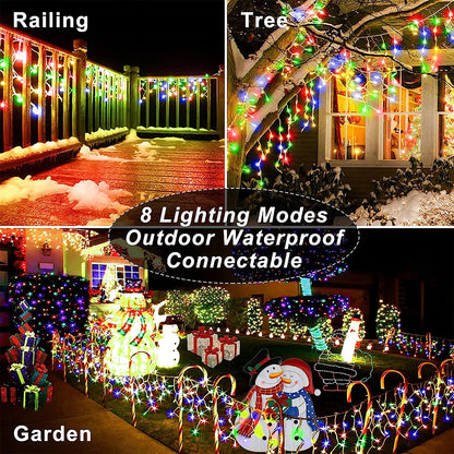 Christmas Decorations Lights Solar Icicle Curtain Lights