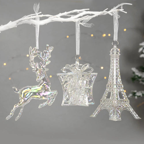 Acrylic Christmas Tree Hanging Ornaments Elk Angel Doll Bell