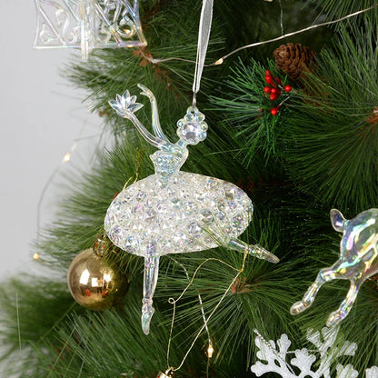 Acrylic Christmas Tree Hanging Ornaments Elk Angel Doll Bell