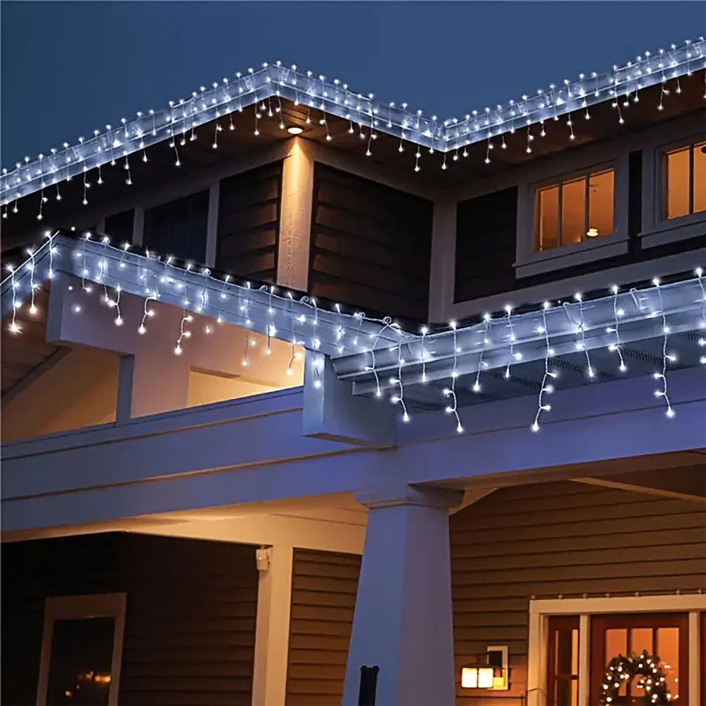 Christmas Decorations Lights Solar Icicle Curtain Lights