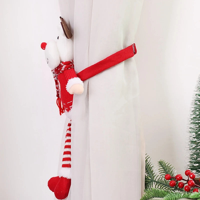 Christmas Curtain Buckle | Santa Claus & Snowman Festive Tiebacks