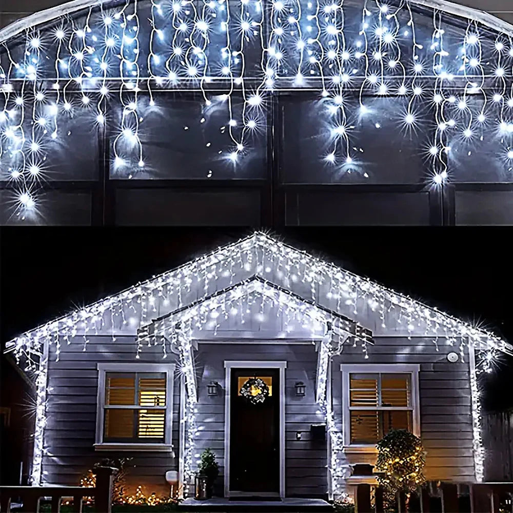 Christmas Decorations Lights Solar Icicle Curtain Lights