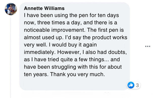 Text message from Annette Williams about product usage and satisfaction